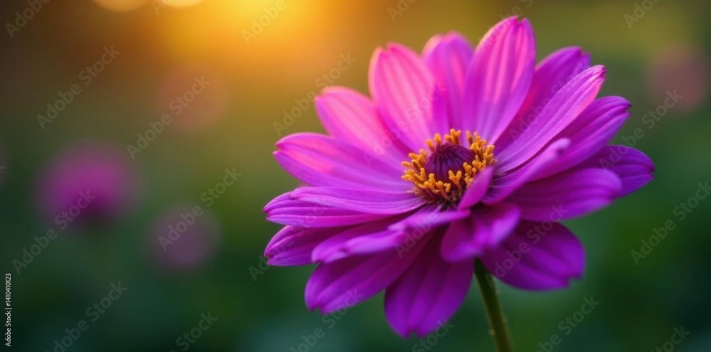 Fototapeta premium Petals of a majestic purple flower unfold in the warm sunlight, showcasing intricate details and vibrant color, floral details, nature, petals