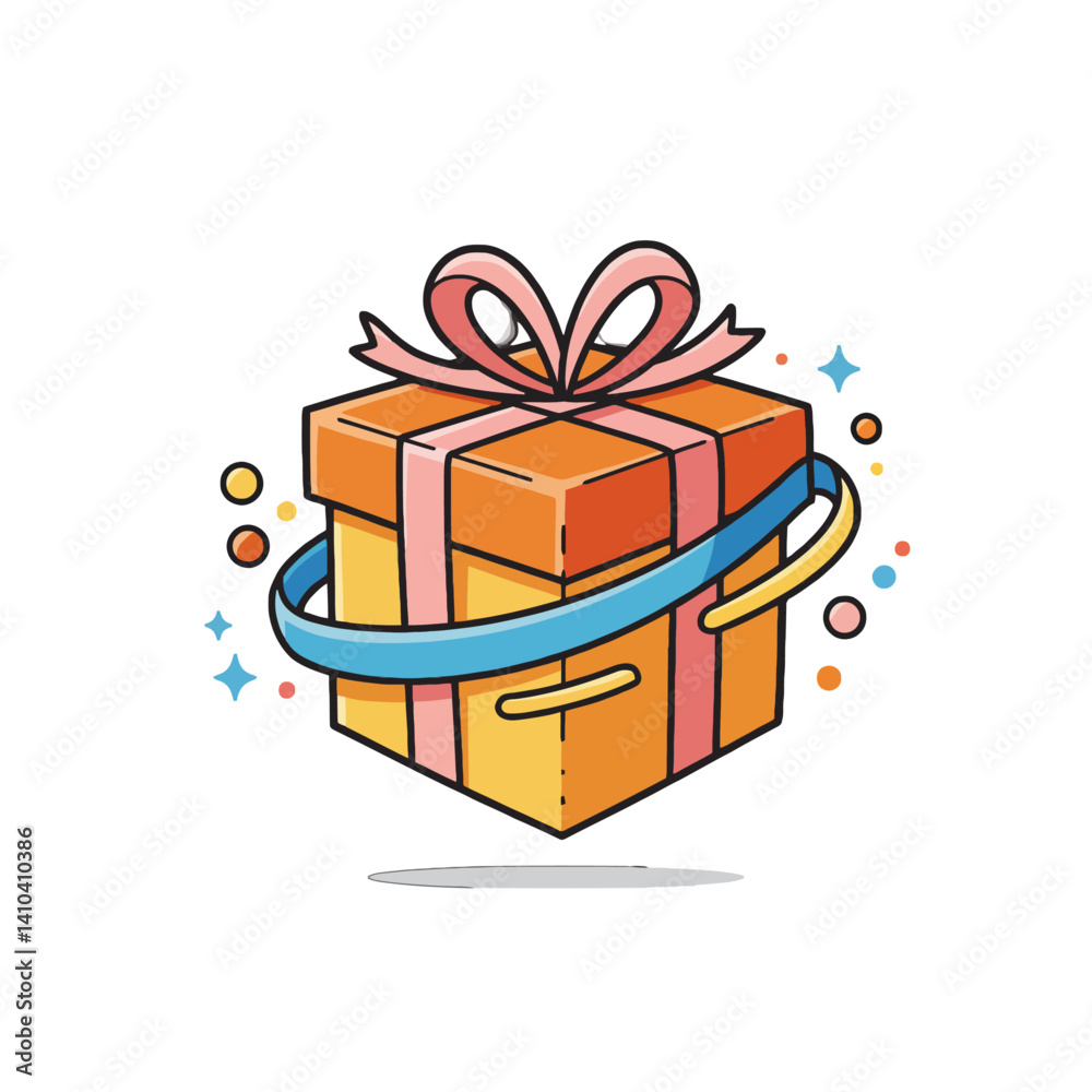 Obraz premium Gift Box with Pink Ribbon and Blue Spiral