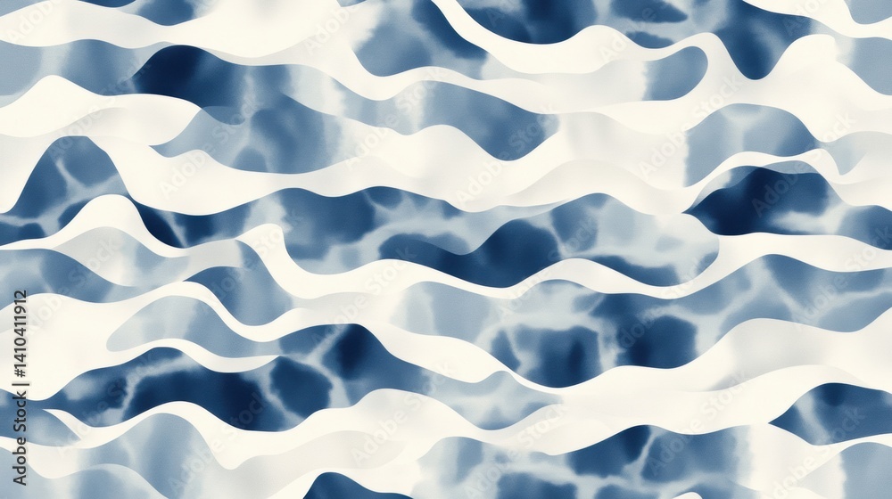 Obraz premium A repeating pattern of blue and white waves.