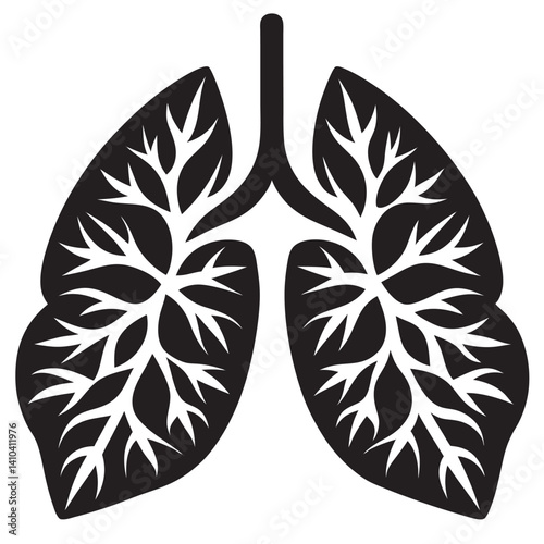 Human lungs from leaves silhouette.