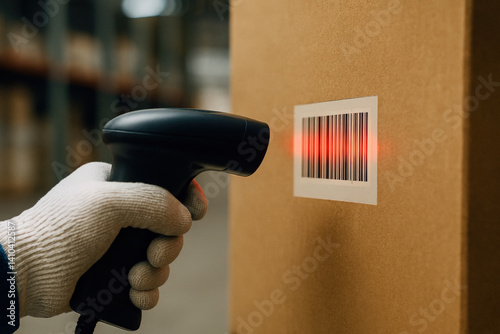 Hand Scanning Barcode on Box in Warehouse