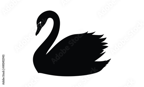 Swan silhouette illustration, Elegant bird icon, Waterfowl vector graphic