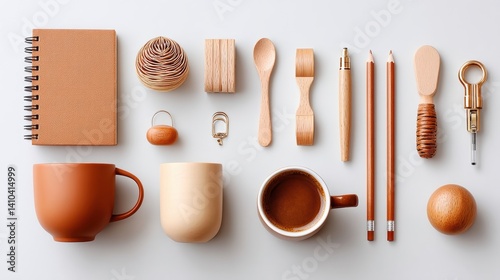 Mood board Coffee concept. Coffee and sketching mood board with notebook and pencils