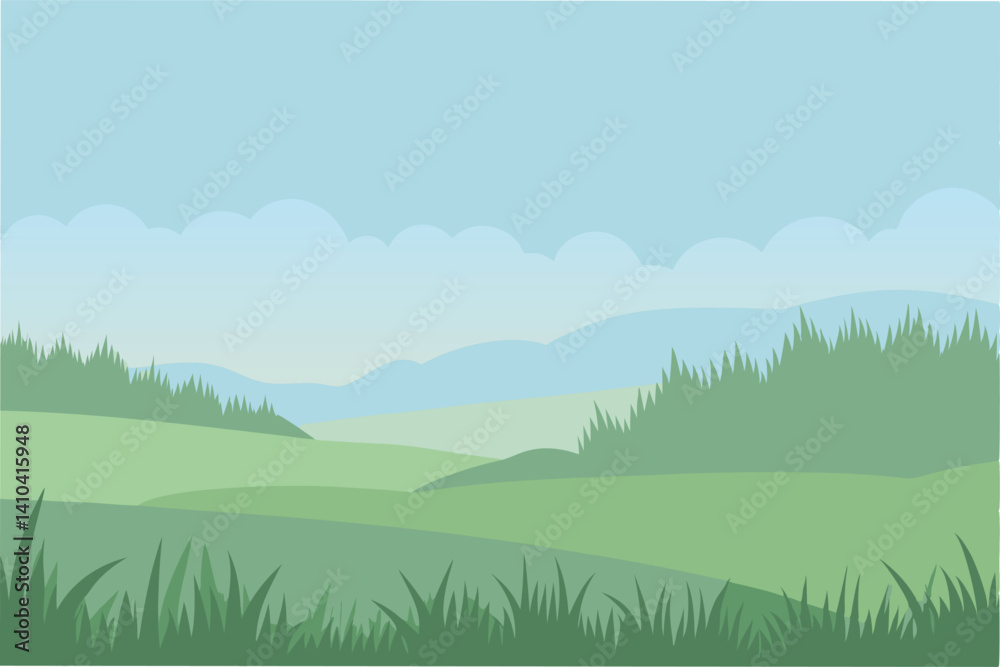 Fototapeta premium landscape with green hills