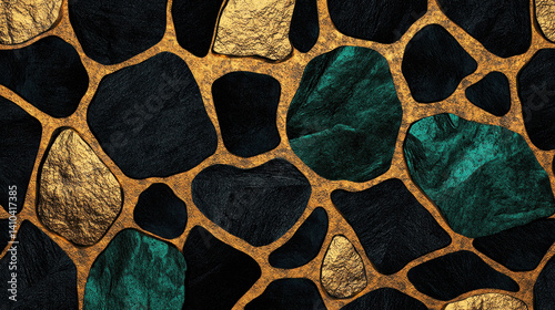 Obraz na płótnie The intricate texture of a stone with golden and green hues w salonie