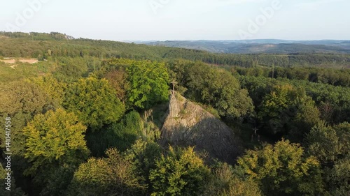 Mystical Rock Formation in Westerwald – Druidenstein Drone Aerial photo