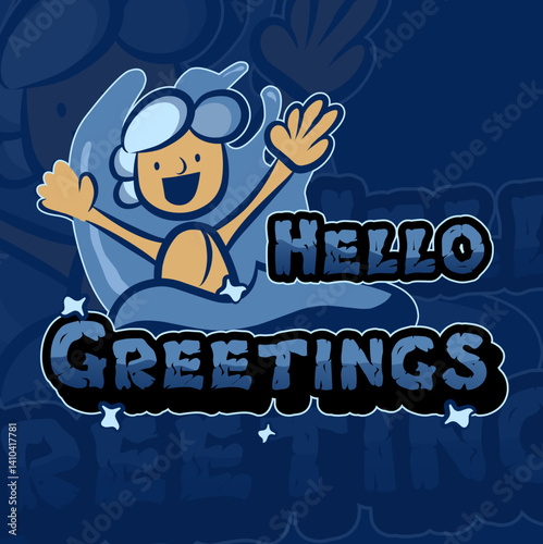 vector illustration of a hello greetings card