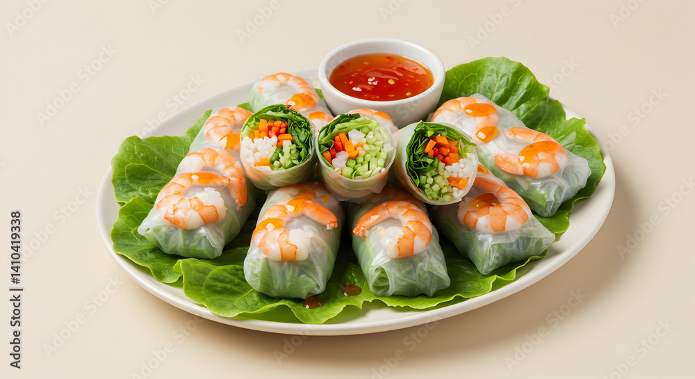 Fresh Spring Rolls With Shrimp And Sweet Chili Dipping Sauce Fresh Spring Rolls With Shrimp And Sweet Chili Dipping Sauce