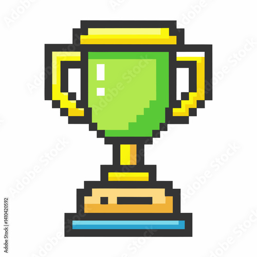 Pixel Art Trophy Icon   Award, Achievement, Retro Gaming, Digital Design