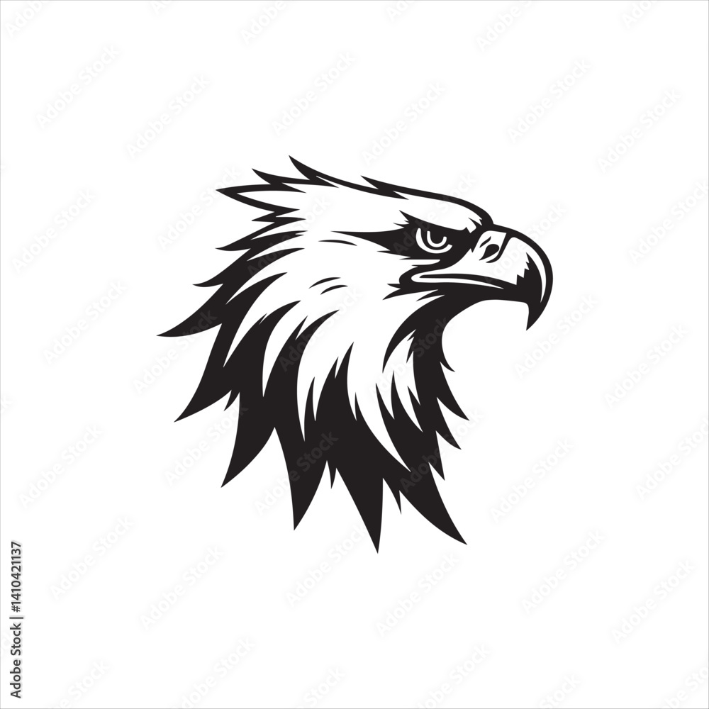 Fototapeta premium Majestic Eagle Head Silhouette Vector Illustration in Profile View