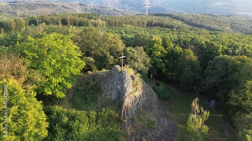 Mystical Rock Formation in Westerwald – Druidenstein Drone Aerial photo