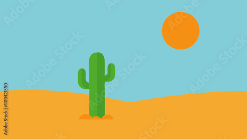 a single cactus in the desert under bright sun