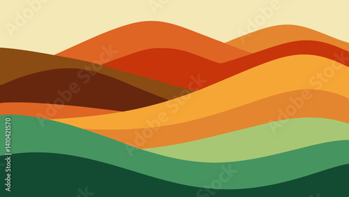 abstract hills with layered paper cut effect