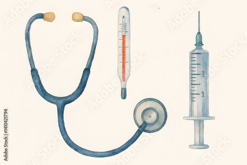 Watercolor Medical Tools Illustration