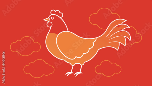  chinese chiken outline in clouds with a fading sky