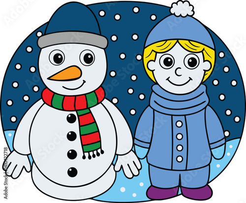 snowman and girl