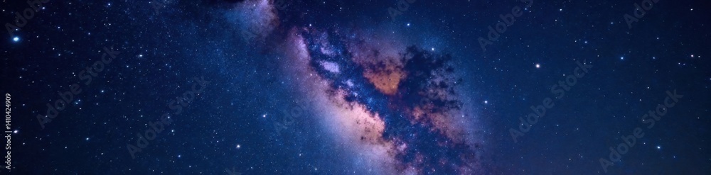 Fototapeta premium Milky Way galaxy with bright stars in a dark, starry night sky, astronomy, stars, cosmic