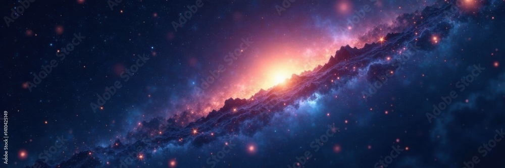 Naklejka premium A lone star shines brightly amidst a sea of twinkling celestial bodies in the vast unknown , galaxy, cosmos, stars