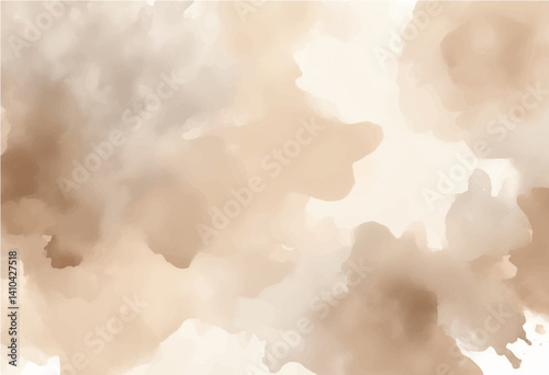 Light dusty soft pastel color shade. Brown sepia beige nude gray white abstract watercolor pattern. Elegant art background. Paper brush stain splash. Blank template design