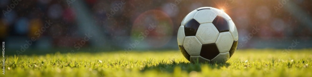 Fototapeta premium Minimalist soccer ball with subtle shadows and reflections, football, equipment