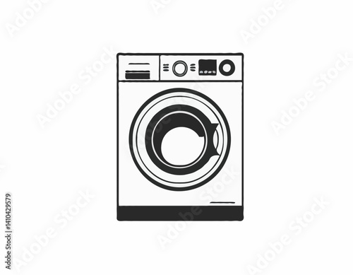 washing machine black silhouette vector, Simple silhouette Design vector icon with white background. home appliances vector