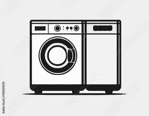 washing machine black silhouette vector, Simple silhouette Design vector icon with white background. home appliances vector