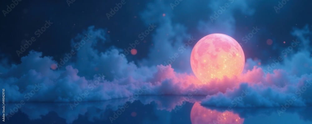 Obraz premium Softly glowing orb floating amidst misty blue haze, soft, fog, light blue