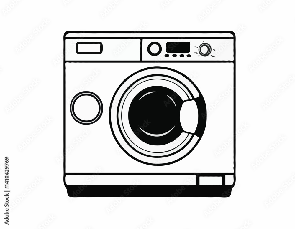 washing machine black silhouette vector, Simple silhouette Design vector icon with white background. home appliances vector