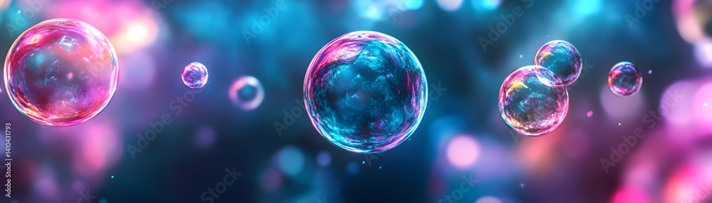 Fototapeta premium Colorful Bubbles Floating in a Dreamy Abstract Background