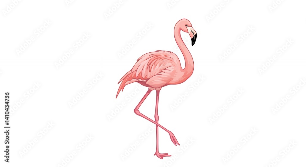 Fototapeta premium Pink flamingo illustration animal art cute bird design element
