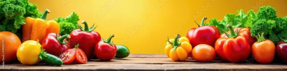 Bold graphics of fruit and vegetables in vibrant colors arranged in a sliding panel display, graphic, pop art Bold graphics of fruit and vegetables in vibrant colors arranged in a sliding panel display, graphic, pop art