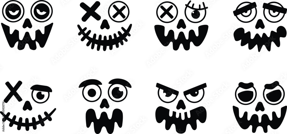 Spooky Halloween Pumpkin Faces Vector Set | Scary Jack-o’-Lantern Silhouettes| Pumpkin Icon Collection| Scary Monster Faces| Simple Creepy Horror Illustrations Simple Creepy Horror Illustrations Spooky Halloween Pumpkin Faces Vector Set | Scary Jack-o’-Lantern Silhouettes| Pumpkin Icon Collection| Scary Monster Faces| Simple Creepy Horror Illustrations Simple Creepy Horror Illustrations