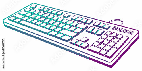 Modern Computer Keyboard Illustration  A Colorful, Isometric Design