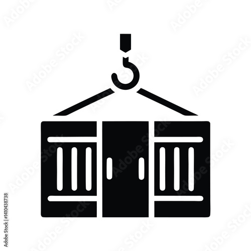 shipping container on hook Icon with transparent background stock icon