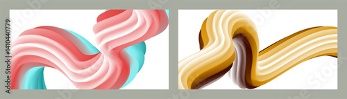 Abstract volumetric background. Cords. set of two illustrations. Toothpaste in a tube. Minimalism. Creative modern background. Cover design, wallpaper, background. eps vector.