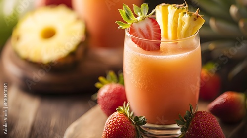 Refreshing Summer Fruit Smoothie with Strawberries and Pineapple