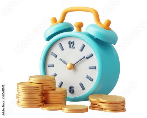 Time management concept with money and clock symbol