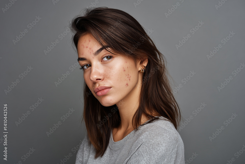Young Woman with Acne Facing the Camera Young Woman with Acne Facing the Camera