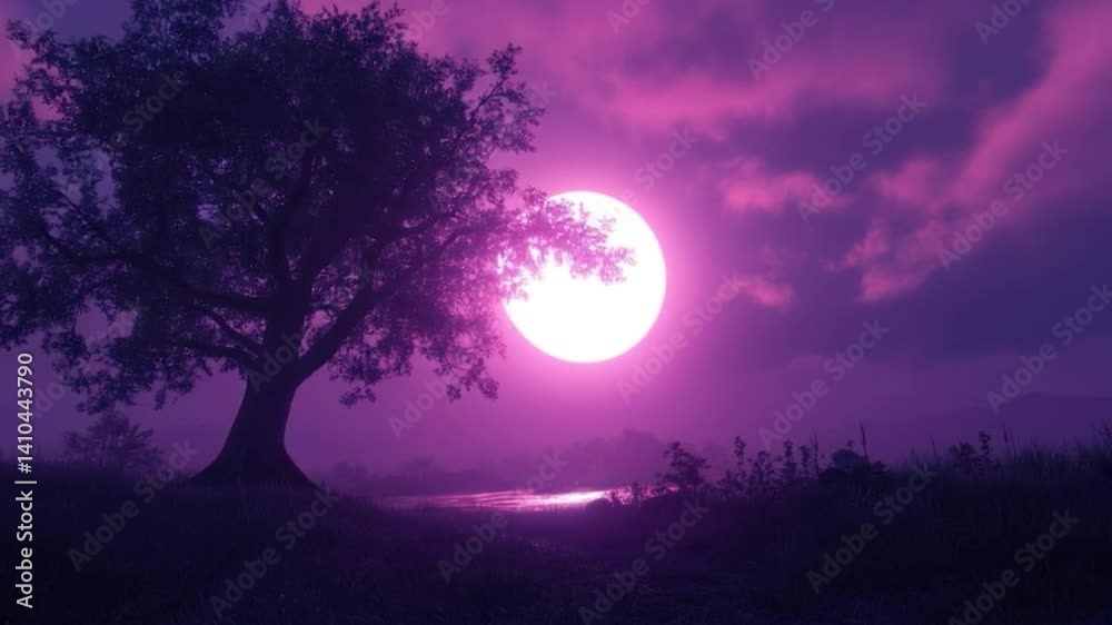 Ethereal purple pink landscape dreamy sunset sunrise nature background Ethereal purple pink landscape dreamy sunset sunrise nature background