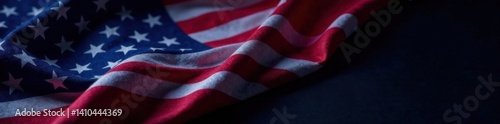 American flag prominently displayed on a dark background, with bold colors and crisp folds , americana, patriotism, patriotic