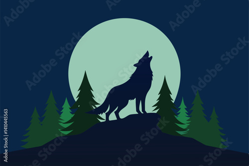 wolf howling in the night