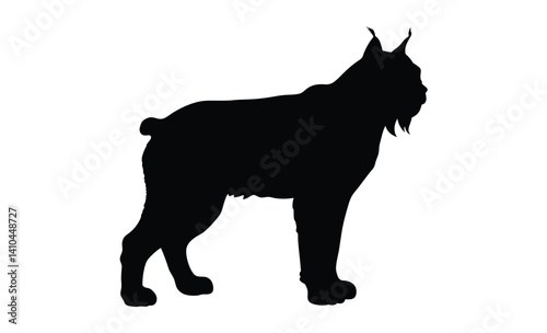 Lynx silhouette, Big cat icon, Forest predator illustration