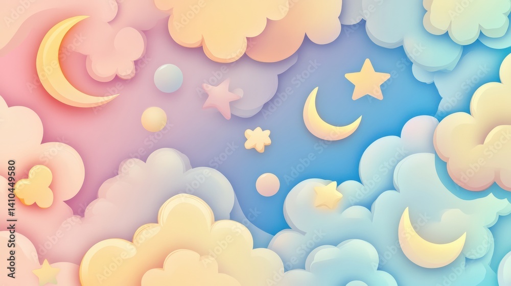 Celestial Dreams: A Dreamy Sky Full of Stars and Crescents Celestial Dreams: A Dreamy Sky Full of Stars and Crescents