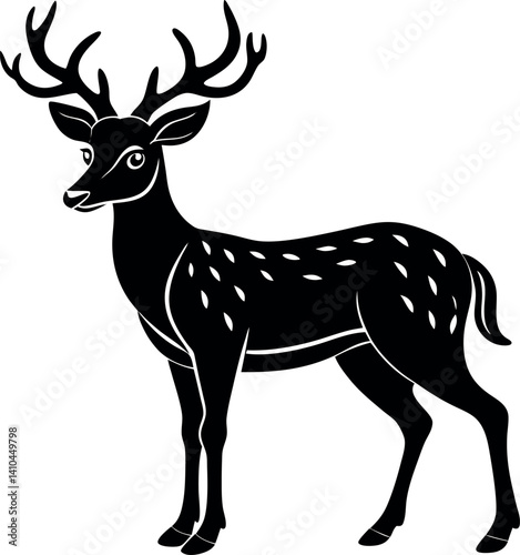 Graceful Deer Silhouette Vector – Whitetail Buck Clipart for Rustic, Wilderness, and Nature Art