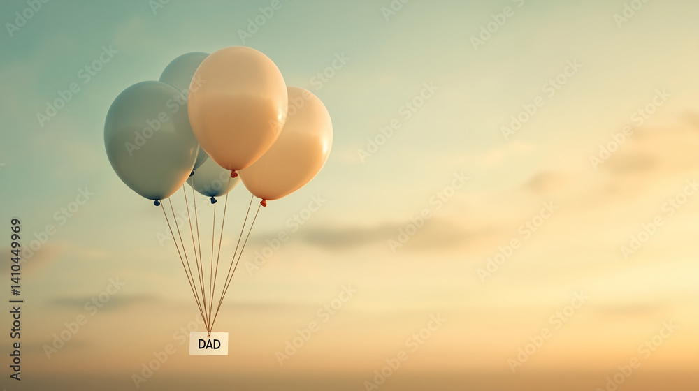 Obraz premium Colorful balloons floating against a soft sunset sky