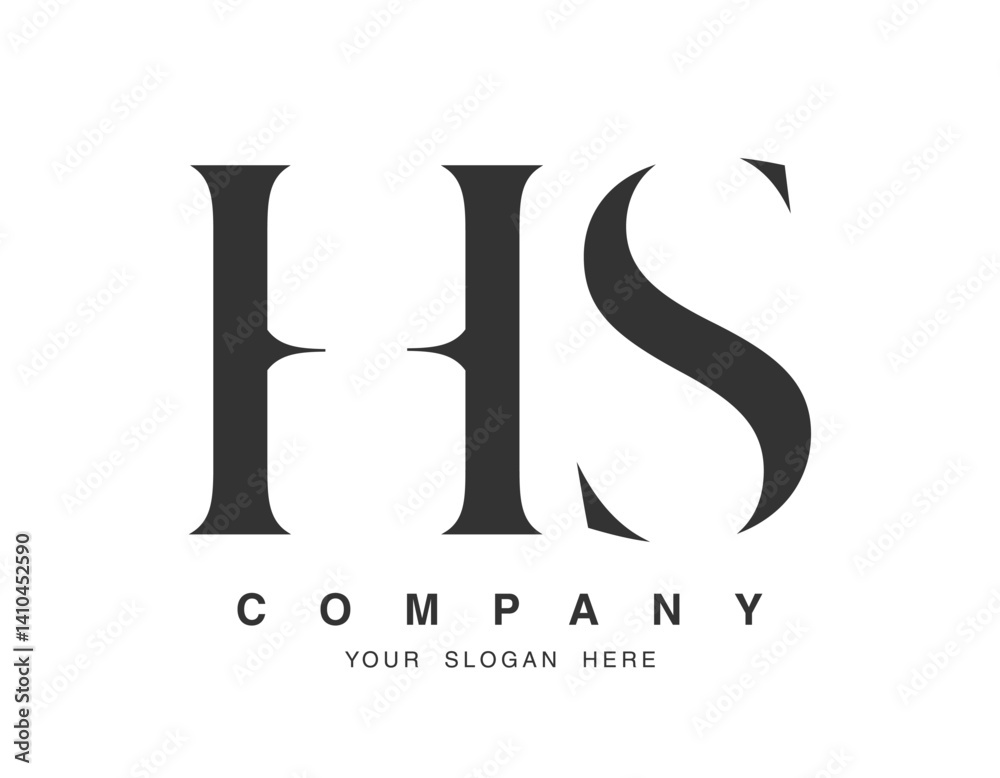 HS logo design. Initial letter h and s serif font style. Creative classic company name typography. Trendy logotype or identity.