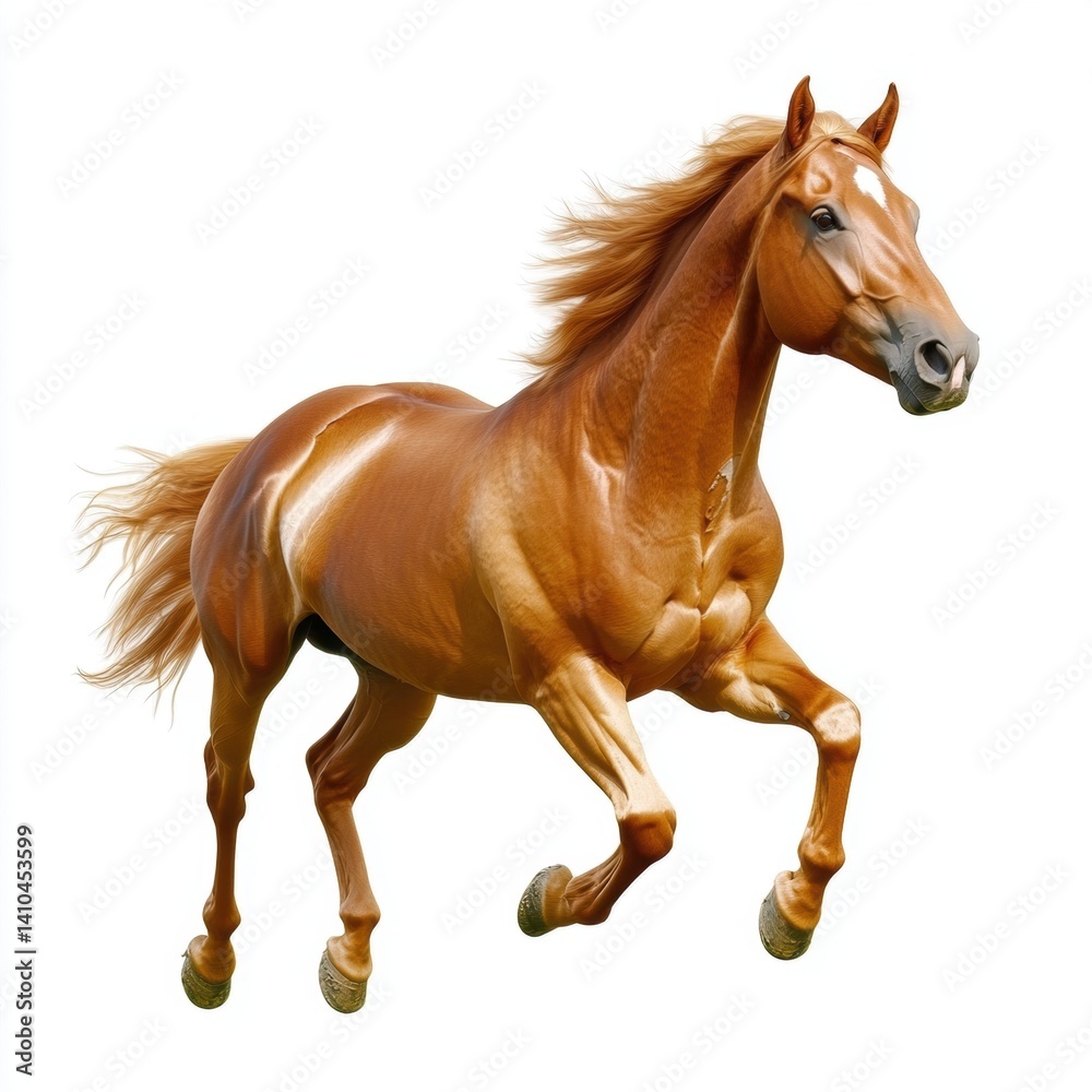 Obraz premium Majestic chestnut horse in motion powerful equine photography stock image