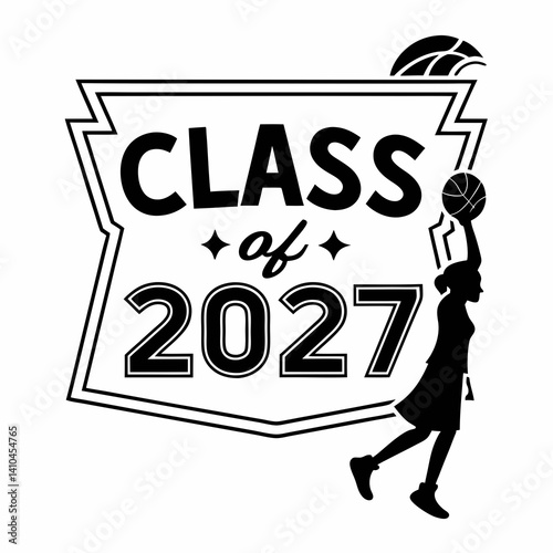 Class Of 2027 Graduate Basketball Silhouette Vector Design For Graduation Celebration