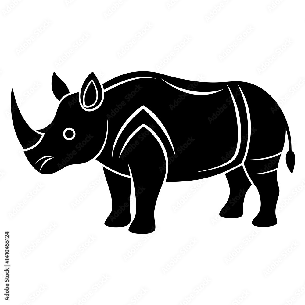 Fototapeta premium Animal Rhinoceros silhouette vector illustrator