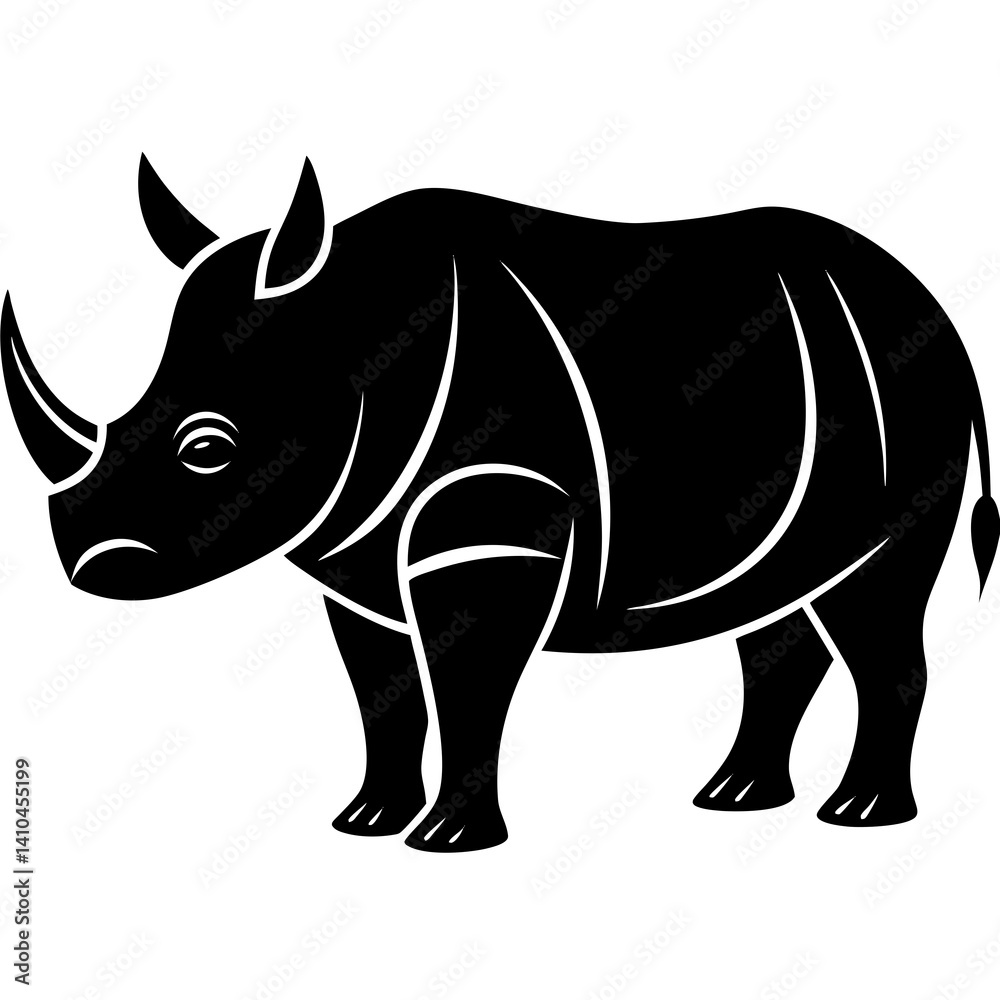 Fototapeta premium Animal Rhinoceros silhouette vector illustrator